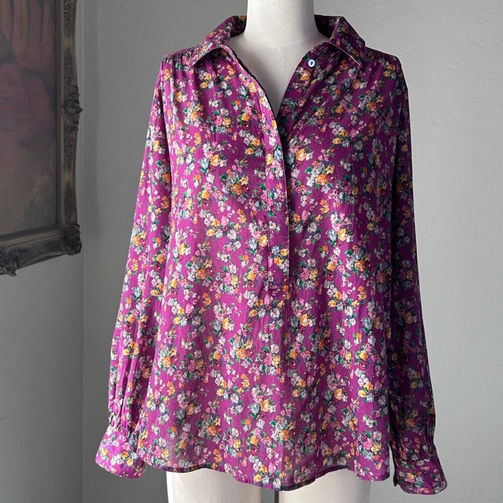prairie blouse cotton floral peasant top romantic cottagecore S Sundance